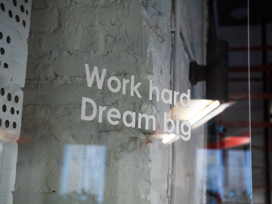 Work Hard Dream Big Writing On Glass Case